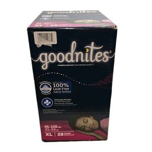 🆕 Goodnites Girls XL Nighttime Underwear 28ct NIB 🌙 Leak-Free Protection